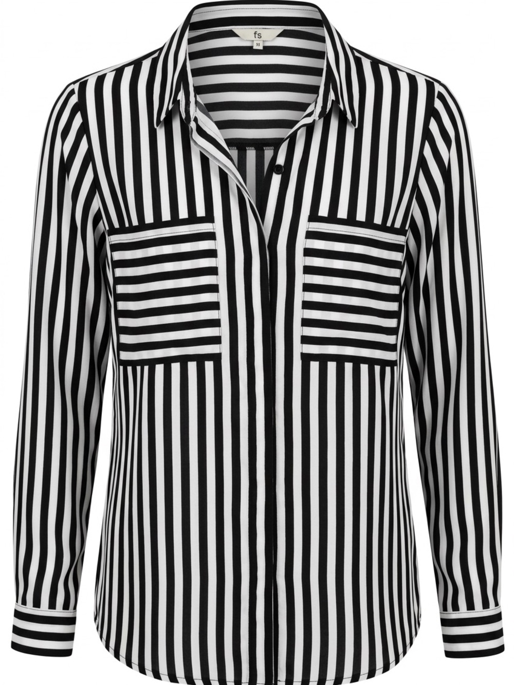 Women's Black & White Vertical Stripe Button-Down Shirt boutique brand